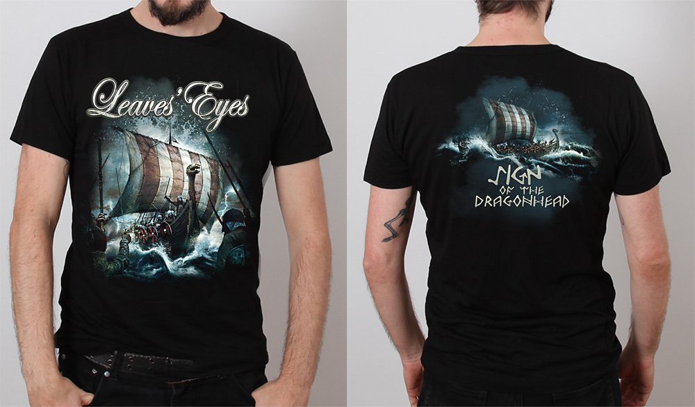 Leaves' Eyes Sign Of The Dragon Head T-Shirt - VISION MERCH
